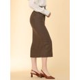 thumbnail image 4 of INSPIRE CHIC Elegante vestido de falda de pata de gallo con cintura elástica y botones decorativos para mujer marrón XS, 4 of 6