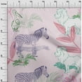 thumbnail image 3 of oneOone Cotton Poplin Light Pink Fabric Tropical Doodled Animals With Leaves Fabric For Sewing Printed Craft Fabric By The Yard 56 Inch Wide, 3 of 4