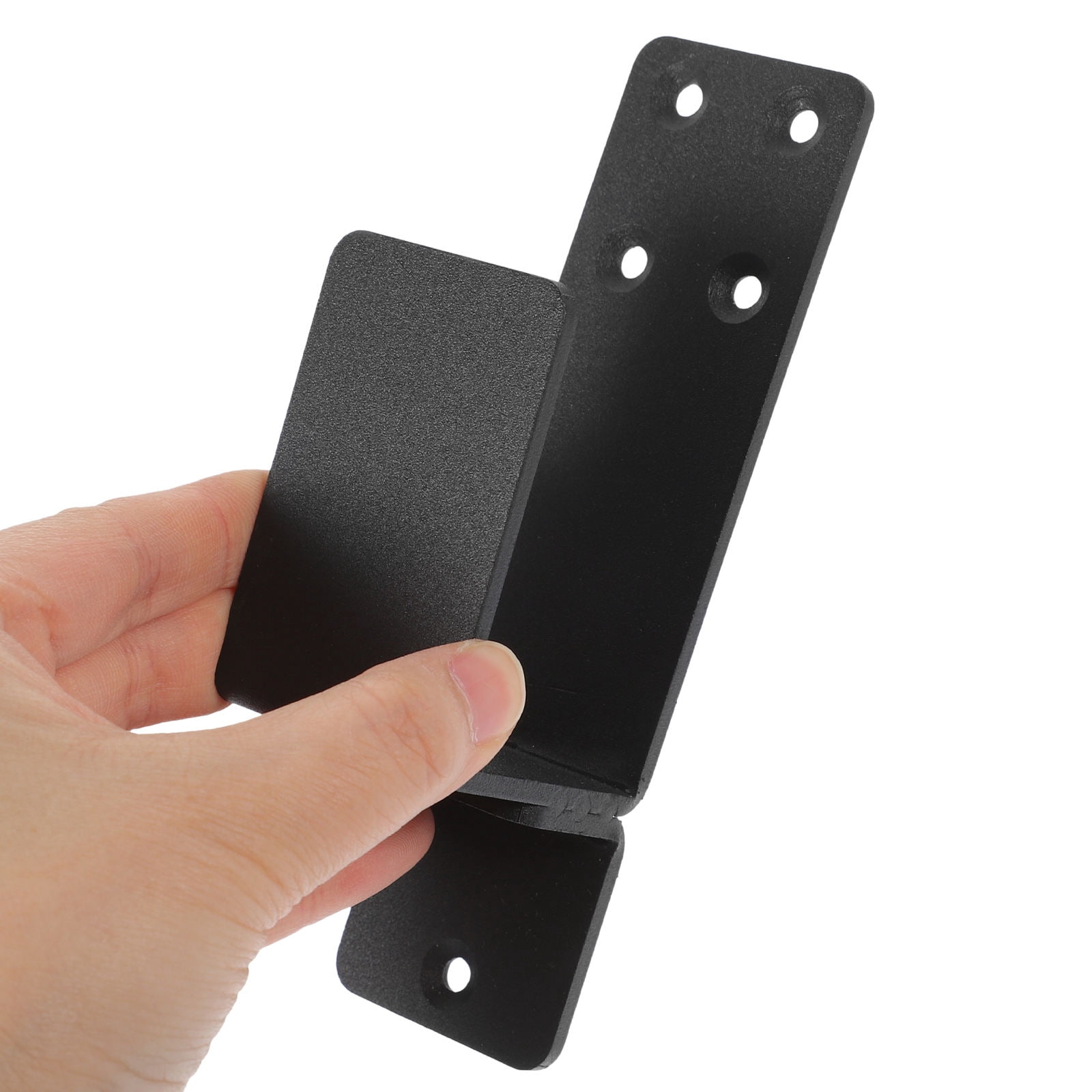 KALLORY 2-Pack Black Barn Door Hardware U Brackets Heavy Duty Door Barricade Bar Holders for Enhanced Home Security