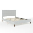 thumbnail image 2 of Martha Stewart Britta Queen Upholstered Platform Bed with Rounded Headboard, Piped Detailing and Cushioned Siderails, Wood Slat Bottom, No Box Spring Needed, Gray, 2 of 11