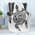 thumbnail image 4 of Turtle Soft Flannel Fleece Throw Blanket, Tribal Hawaiian Pattern Tropic Maori Style Tattoo Design, Cozy Plush for Indoor and Outdoor Use, 60" x 80", White and Black, by Ambesonne, 4 of 5