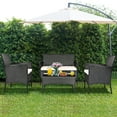 thumbnail image 4 of Costway 4PCS Patio Rattan Cushioned Sofa Coffee Table Backyard Porch, 4 of 10