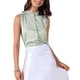 thumbnail image 1 of INSPIRAR CHIC Top de satén para mujer elegante sin mangas con cuello plisado falso y recorte con volantes, tops de tanque de seda M Bean Green, 1 of 6