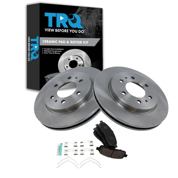 TRQ Front Brake Pad & Rotor Kit Brake Pads Brake Rotor Ceramic Fits Select 2009 Ford F-150