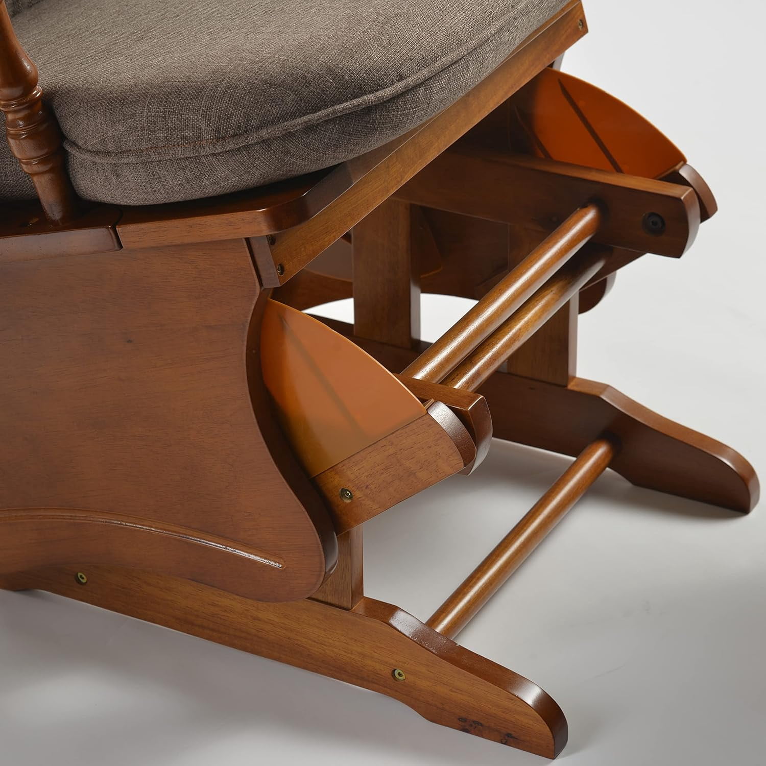 Dvasovio Nursery Collection Kids American Design Rubber Wood Glider Rocking Chair with Ottoman, Antique Brown