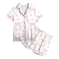 thumbnail image 4 of Gubotare Toddler Girl Pajamas Girls Ruffle Short Sleeve Button Front Top with Ruffle Short, 2-Piece Pajama Set Size 10-11 (Light Pink,10-11 Years), 4 of 4