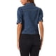 thumbnail image 3 of CHAQUETA DE JEAN PARA MUJER INSPIRE CHIC CON MANGAS CORTAS Y PUFF, CUELLO CAÍDO, AZUL OSCURO, TALLA XL, 3 of 6