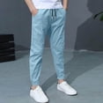 thumbnail image 2 of Gubotare Dress Pants for Boys Youth Boy's Golf Pants Athletic Chino Flat Front Pants Kids School Uniform Clothes Size 8-9 (Light Blue,8-9 Years), 2 of 8