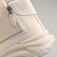 thumbnail image 6 of Pandaie Chunky Sneakers for Women Fashion PU Leather High Top Canvas Shoes Lace up Wedge Walking Platform Sneaker with Side Zipper Non Slip Sole Memory Foam Khaki 6.5, 6 of 9