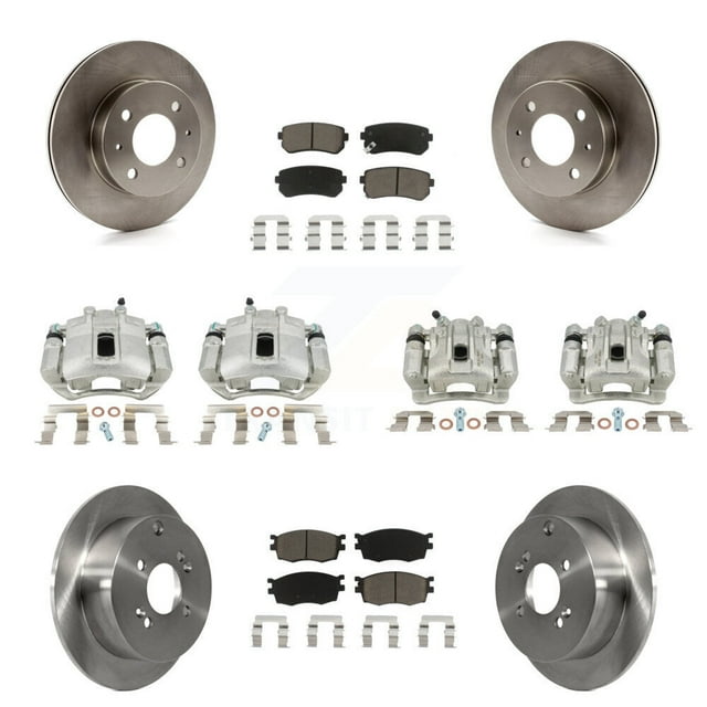 CMX Front Rear Disc Brake Caliper Rotors and Ceramic Pads Kit (10Pc) for Car 2006 Hyundai Accent Hatchback KC8-101130C