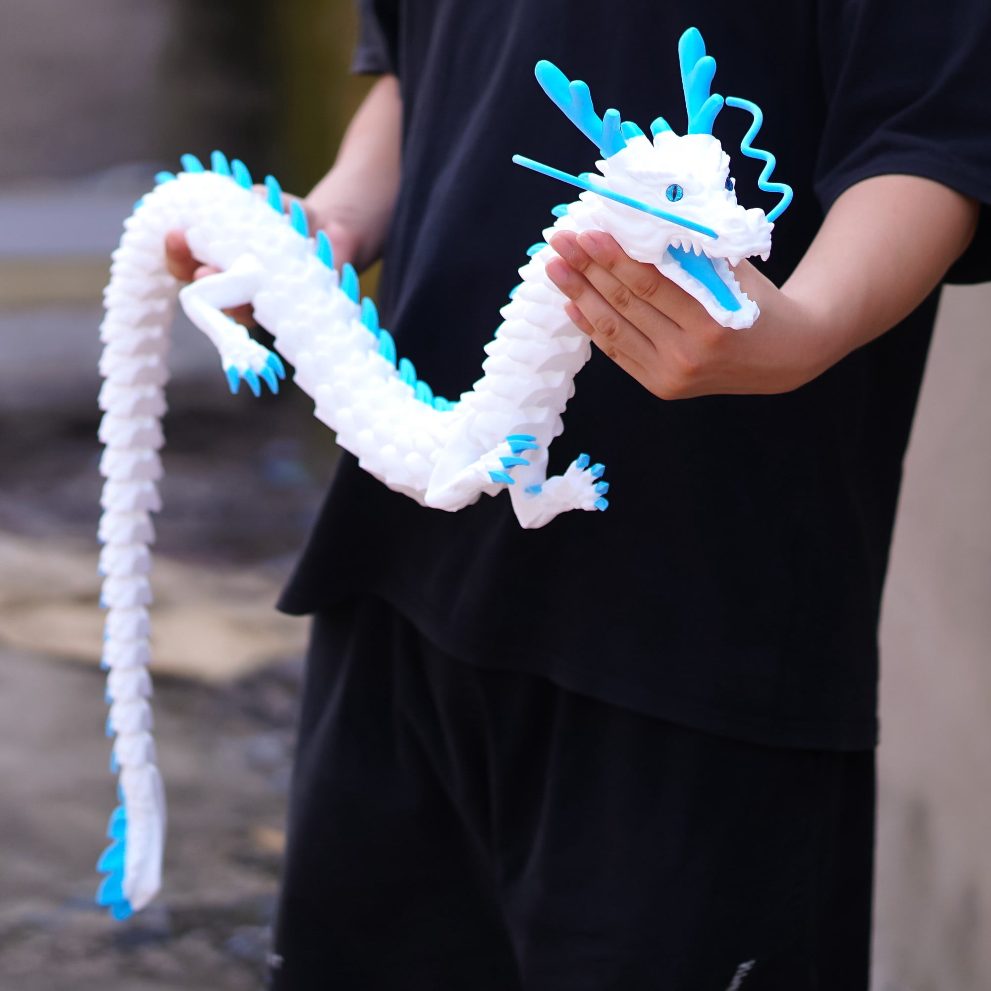 47.5inch 3D Printed dragon,Flexible Joint Animal lacertid Figurines,Realistic Eyes, Home Office Decor,Fidget Toy for Adults Teens Boy Festival Gifts