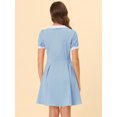 thumbnail image 3 of INSPIRE CHIC Robe Ajustée et Évasée pour Femmes avec Nœud Contrasté au Cou Bleu m, 3 of 5