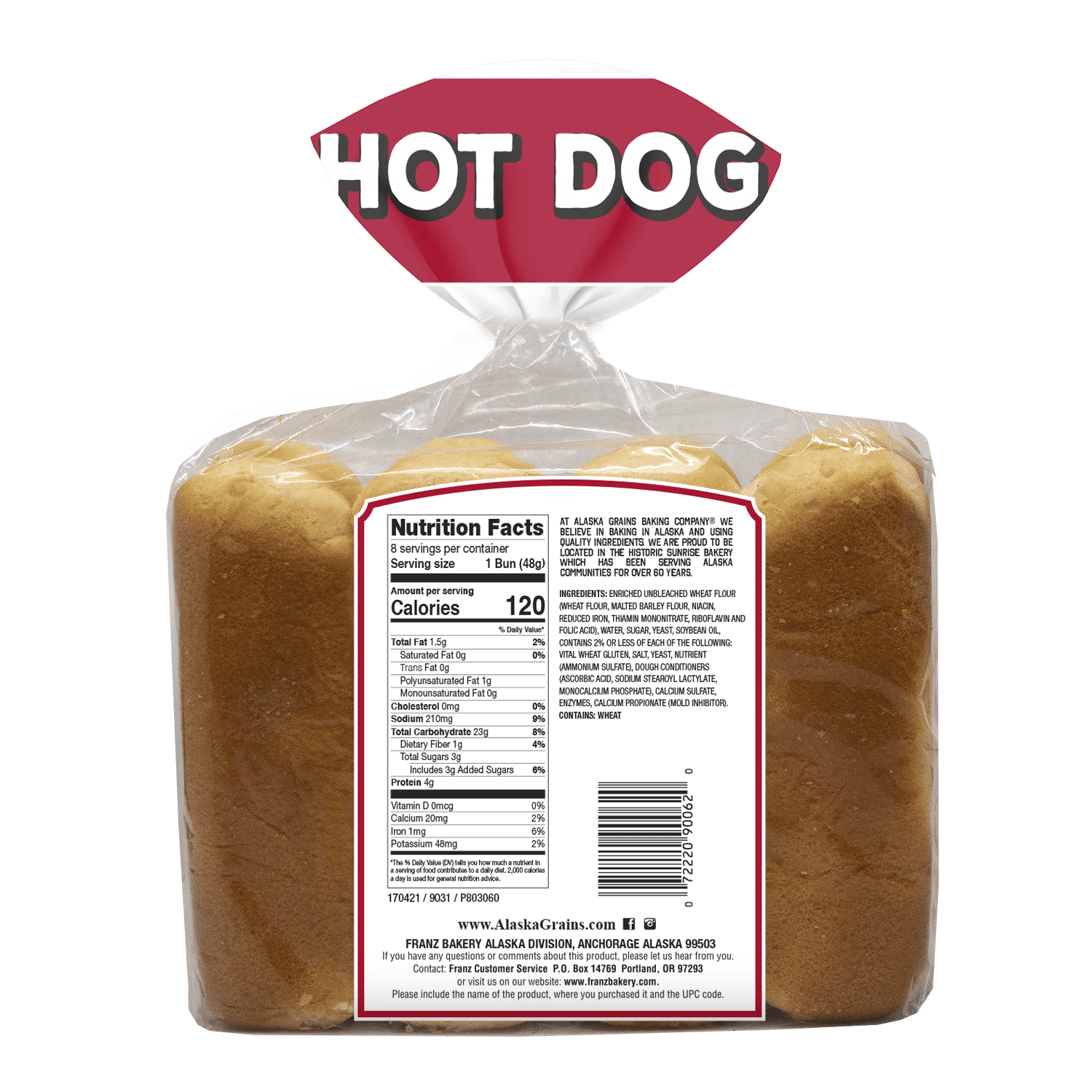 United States Bakery Alaska Grains Hot Dog Buns, 8 ea