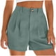 thumbnail image 1 of Pantalones Cortos de Ajuste Suelto para Mujeres Moda Casual Alta Cintura de Lino Mezcla Pantalones Cortos con Bolsillos, Poliéster Suave Recto Sólido Fondo de Verano para Diario, 1 of 6