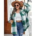 thumbnail image 3 of Weardear Womens Plus Size Shacket Jacket Flannel Plaid Long Sleeve Button Down Shirts Casual Fall Blouses Tops, 3 of 7