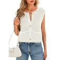 thumbnail image 2 of Shine Up Vest for Women Button Down Cardigan Sweater Sleeveless Crochet Knit Tops with Pockets, 2 of 8