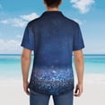 thumbnail image 6 of Xecao Retro Blue Glitter print Hawaiian shirt - a stylish short-sleeve button-down for men, perfect for casual beach and tropical outings., 6 of 9