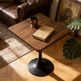 thumbnail image 3 of Square Dining Table, 27.6" Tulip Table with Thickened Edge Decor Tabletop & Metal Pedestal, Mid Century Modern Bistro Table for Kitchen, Small Places, Living Room, Cafe ( Walnut Color), 3 of 14