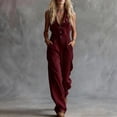 thumbnail image 5 of Cutuoiiu Women's Plus Size Turndown Collared Sleeveless V-Neck Button Front Loose Solid Color Cotton Linen Jumpsuit with Pockets Gifts, 5 of 5