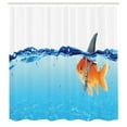 thumbnail image 2 of Ambesonne Goldfish Shower Curtain, Small Fish with Shark Fin, 69"Wx75"L, Pale Blue Navy Blue, 2 of 4