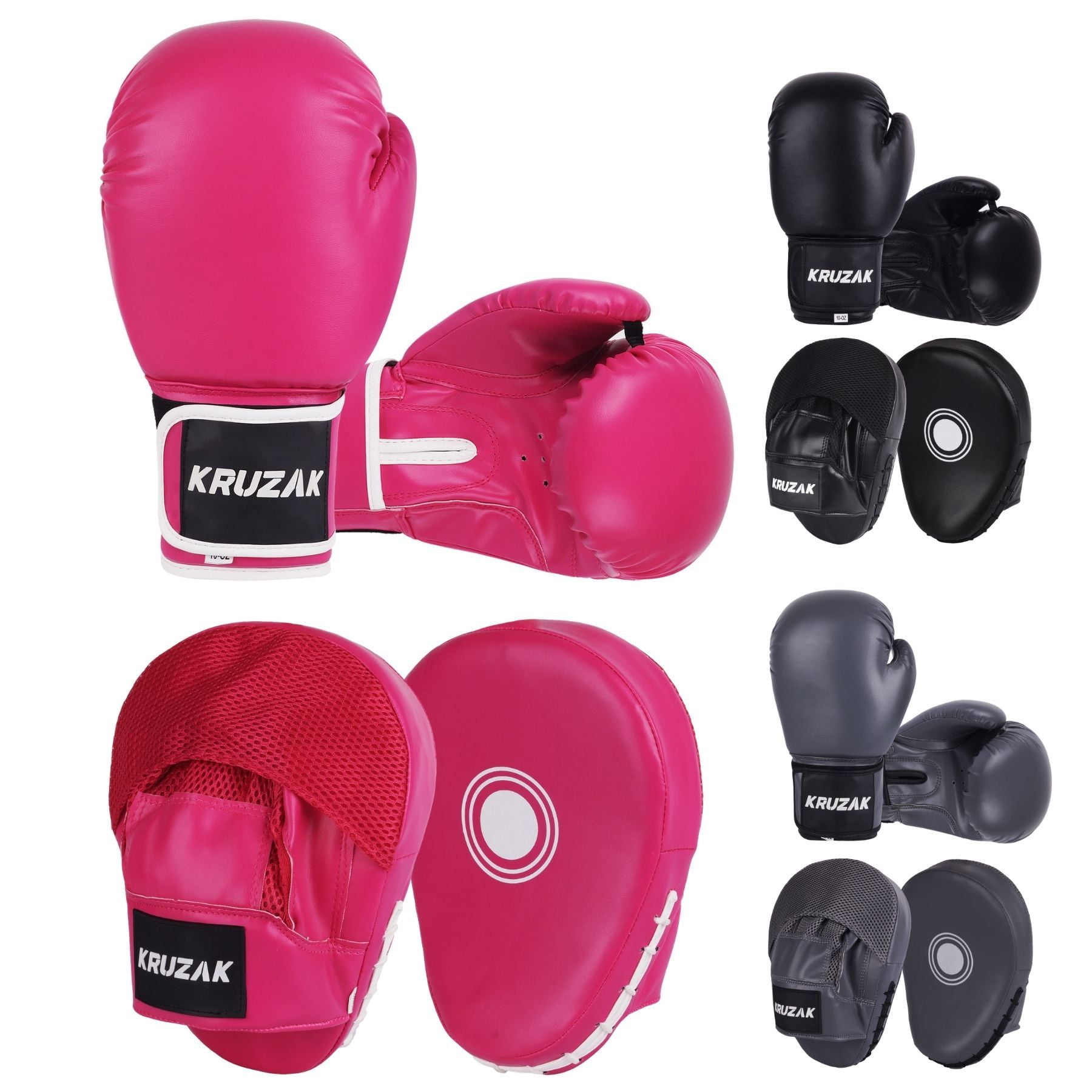 Pink Ladies Focus pads and Boxing Gloves set Hook & Jab Punching kick boxing MMA 