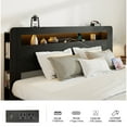 thumbnail image 5 of Harper & Bright Designs Full Size Platform Bed with LED Storage Headboard, Wood Platform Bed Frame with 2 USB, Large Under Bed Storage, Black, 5 of 8