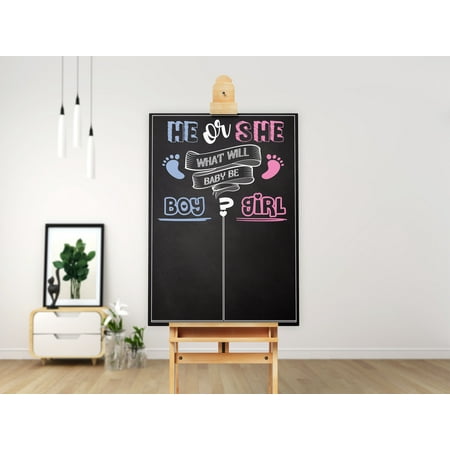 Chalkboard Gender Reveal Party Sign, Baby announcement, He or She, Boy or Girl, Footprint, Welcome Party Sign, Baby Shower Sign, Party Decor, Baby Shower, Baby Gender Reveal Ideas, Size - (Best Welcome Home Ideas)