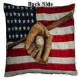 thumbnail image 2 of ECZJNT Vintage baseball bat glove and ball on American flag Pillow Case Home Decor Cushion Cover 16x16 Inch, 2 of 2