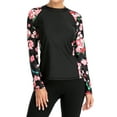thumbnail image 3 of Charmo Women Long Sleeve Rash Guard Swimsuit Colorblock Swim Shirts Printed UV Shirts, 3 of 5