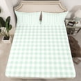 thumbnail image 2 of Homewish Green Plaid Queen Sheet Sets 4-Piece, Geometric Buffalo Grid Flat Sheet, Cute Checkered Queen Fitted Sheet, Ultra Soft Home Decor, 2 of 7
