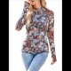 thumbnail image 1 of Top de Larga con Encaje Floral y Cuello Alto para Mujer Floral Negro L, 1 of 8