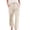 Khaki, variant on Women's High Waisted Cropped Linen Pants Straight Leg with Pockets Business