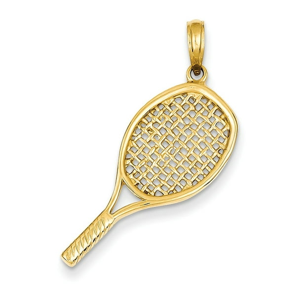 Core Gold 14k Solid Polished 3D Tennis Racquet Pendant