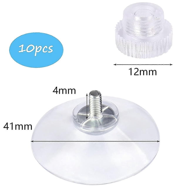 Ventosas de plástico de 41 mm, 6 unidades, redondas y transparentes, sin ganchos