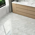 thumbnail image 4 of Shiny White/Gray Peel and Stick Floor Tiles 18-Pack Self Adhesive Waterproof Vinyl Flooring Planks for Kitchen Bathroom Bedrooms 12x12 Inch Stick on Floor Tiles Linoleum Flooring Sheets, 4 of 16