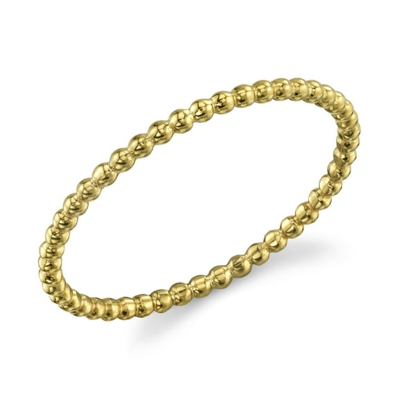 10k Dainty Yellow or White Gold Ball Chain Beaded Eternity Thin Band