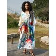 thumbnail image 4 of Edolynsa Plus Size Caftan Loungewear Maxi Beach Dresses Loose Kaftan Tunic Beachwear Swimsuit Cover ups Resort Wear, 4 of 10
