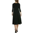 thumbnail image 4 of Uhndy Women's Dress 3/4 Sleeve Round Neck Swing Midi Dress Casual Loose T-Shirt Dress Black M, 4 of 4