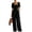 Black #57, variant on Jumpsuits for Women Loose Short Sleeve Square Neck Rompers Stretchy Comfy Long Pant Overalls with Pockets Ginger M