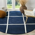 thumbnail image 2 of SAFAVIEH Chatham Isaac Geometric Wool Area Rug, Dark Blue/Ivory, 7' x 7' Round, 2 of 9