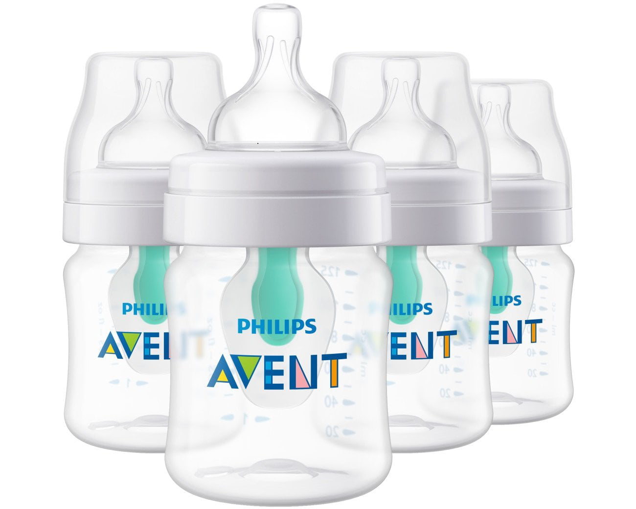 Philips Avent Anti-colic Baby Bottle with AirFree vent 4 Oz 4pk, SCF400/44
