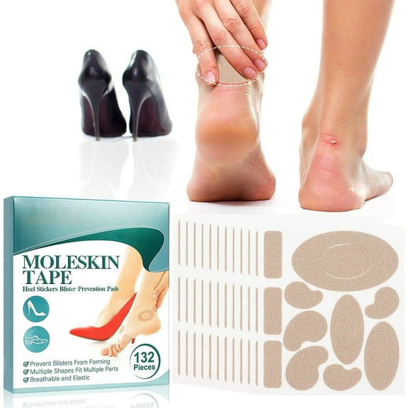 LELINKER 132PCS/box Moleskin Adhesive Pads for Feet, Adhesive Pads Blister Prevention Padding