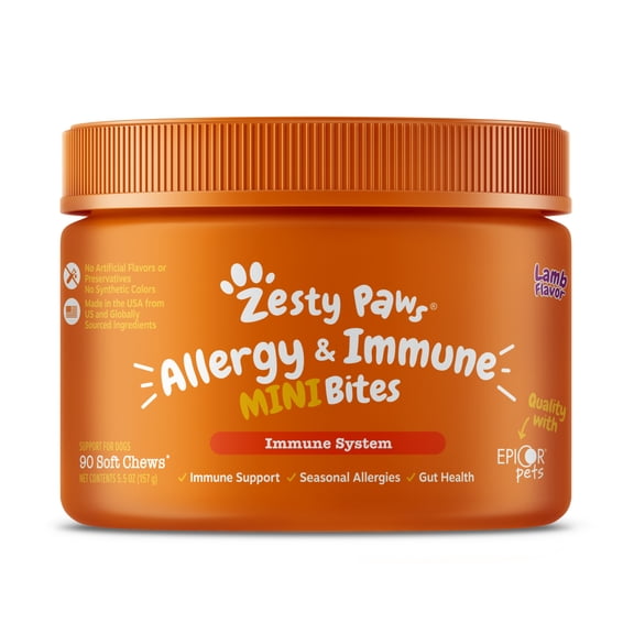 Zesty Paws Allergy & Immune Mini Bites Lamb Flavor Dog Supplement, 90 Count