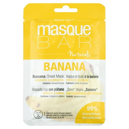 Masque Bar Naturals Banana Sheet Mask 99% Natural, Vegan, and Gluten Free