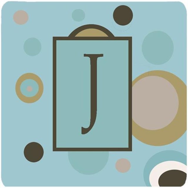 Carolines Treasures Monogram - Blue Dots Foam Coasters Initial Letter J, Set - 4