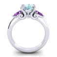thumbnail image 4 of 2.50 Carat Stunning Round Shape Aquamarine & Amethyst Gemstone Three Stone Wedding Ring for Women Solid 18K White Gold Size 11.5 by Diamond-Capitals, 4 of 8