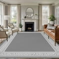 thumbnail image 2 of Grey Geometric Large Area Rugs for Bedroom Living Room, Soft Non Slip Carpet Bedside Rug, Bohemia Tribal Farm Tribal Patterned Rectangular Floor Cover Kitchen Accent Rug 8'x10' for Dining Room/Office, 2 of 9