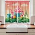 thumbnail image 2 of Ambesonne Fantasy Kitchen Curtains, Teapot and Teacup House, 55"x45", Pink Green, 2 of 3