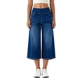thumbnail image 3 of ClodeEU Women's Elastic Waist Denim Capri Pants with Pockets,Casual Cropped Jeans Blue,Womens Plus XL, 3 of 6
