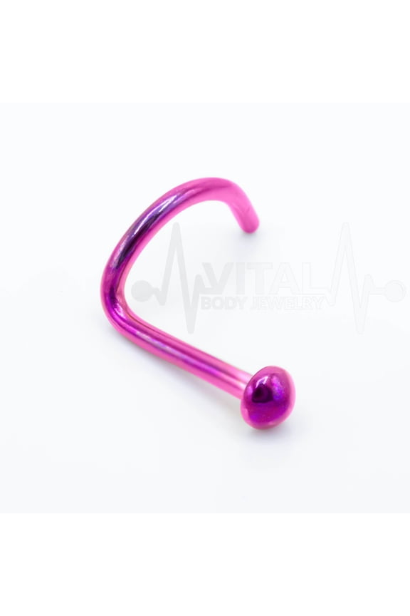 18G and 20G Vibrant Colorful Nose Rings, Cork Screw, Titanium IP over 316L Surgical Steel, Multicolor - Vital Body Jewelry